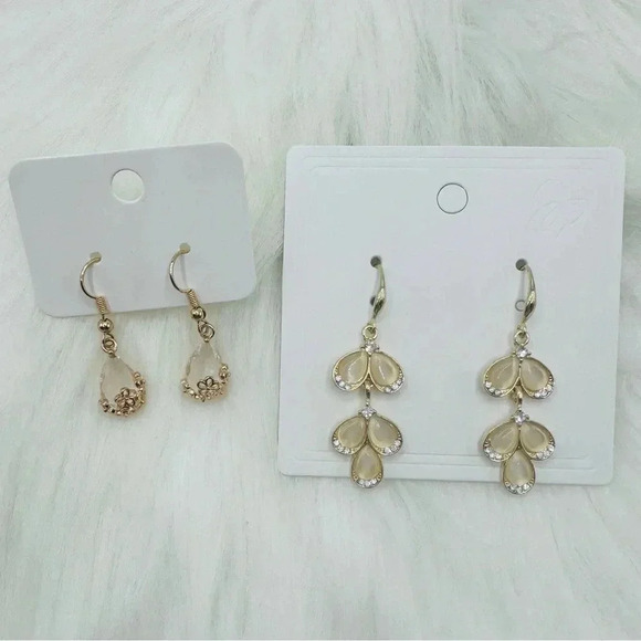 The Hazel Drop and Faux Crystal Water Drop Duo Bundle Earrings - Picture 1 of 5
